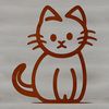 Simple line drawing of a cute cat sitting, ideal for use as vector art or clipart in various design applications.