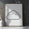 Fluffy Cloud SVG Icon A simple line art representation of a fluffy cloud in a vector format suitable for digital design and printing.