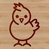 A simple line drawing of a cute chick with Easter-themed elements.