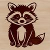 Whimsical Raccoon Silhouette A raccoon sitting on its haunches, with a playful expression.