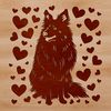 A sitting Shetland sheepdog illustration with heart accents.