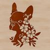 Beautiful Boston Terrier Pet Portrait SVG A cartoon illustration of a Boston Terrier dog's head in a vector format.