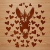 Whimsical Donkey Clip Art A cartoon donkey with heart symbols in its fur.