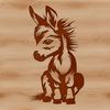 Vector Illustration of a Sitting Donkey A donkey sitting on the ground in a stylized vector design.