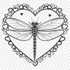 Colorful Love Heart Dragonfly SVG A colorful dragonfly design featuring love hearts in bold lines, perfect for vector art and digital crafting.