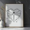 Love Hearts Surround This Lovely Dragonfly SVG Design An illustration of a dragonfly with love hearts surrounding it, created in vector format.