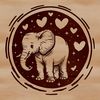 Love Heart Elephant Illustration A stylized illustration of a standing elephant with heart motifs, suitable for digital design projects.