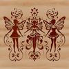 Ornate Winged Fairy Design A detailed illustration of a mythical fairy with ornate wings and attire, suitable for vector art designs.