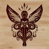 Free SVG Fairy Clipart Download A mythical fairy with ornate details, depicted in vector art style.