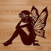 A whimsical illustration of a mythical fairy with delicate wings and flowing hair, suitable for vector art designs.