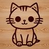 Minimalist Cat Design Vector A simple line drawing of a sitting cat with adorable facial features.