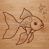 A colorful illustration of a goldfish in a bowl, suitable for vector graphics and cutting machine designs.