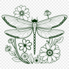 Delicate Floral Patterned Dragonfly Design A detailed illustration of a dragonfly with delicate floral patterns.