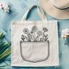 A detailed illustration of a flower pocket design.