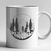 Vibrant Forest Illustration A dense and colorful illustration of trees in various shapes and sizes set against a natural background.