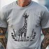 A vector illustration of a giraffe against a simple background.