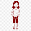 A young girl illustrated in vector format for digital design.