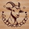 SVG Farm Animal Graphic Design Asset A goat illustration featuring hearts, suitable for graphic design projects.