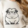 A cartoon guinea pig wearing glasses in a playful pose, suitable as clip art or vector design.