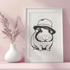 A digital illustration of a guinea pig, suitable for vector graphics and cutting machine designs.