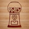 Colorful Gumball Dispenser Design A 3D illustration of a vintage-style gumball machine with a colorful selection of gumballs inside.