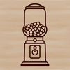 Whimsical Gumball Machine SVG Art A whimsical gumball machine with colorful buttons and a transparent glass container.