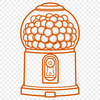 A digital illustration of a vintage-style gumball machine with colorful balls and spinning mechanism.