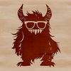 A cute monster character wearing glasses, suitable for Halloween-themed designs.