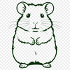 Hamster Silhouette Vector Art A small furry hamster sitting on a wooden surface with a neutral background.