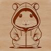 A small, furry rodent wearing a cartoon-style hoody, illustrated in a simple vector style.