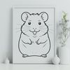 Whiskered Wonder SVG Design A cute, furry hamster sitting on its hind legs with a friendly expression.