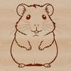 A simple illustration of a happy hamster in a circular space.
