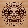 Cute Havanese Pup Clip Art A small white dog with a sweet expression and heart-shaped accents around its head.