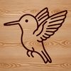 A vector illustration of a hummingbird, shown from a side view with intricate details of its feathers and beak.