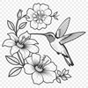 Whimsical Hummingbird SVG Illustration An SVG vector graphic design featuring an animal, specifically a small bird species known as a hummingbird.