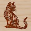 Ornate Kitty Sitting Pretty SVG A small, ornate kitten sitting on its haunches, illustrated in vector format.