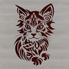Cute Feline in Ornate Setting A small, ornate kitten sitting on a surface, depicted in vector art.