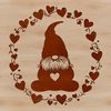 Mythical Garden Dweller Illustration Mythical creature with love hearts sitting in a garden-like setting, an illustration of a knome or gonk dwarf.