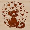 A colorful illustration of a cute lemur with love hearts, suitable for vector design.