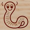 Whimsical Worm Line Art A simple line drawing of a small worm with rounded features.