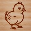 Chick Playtime Illustration A simple line drawing of a chick in a playful pose.