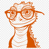 Lizard Character Vector Graphic A cartoon lizard illustration wearing glasses, depicted in a vector style suitable for digital designs.