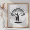 Intertwined Tree Branches Heart Shape Symbolism An illustration of intertwined tree branches forming a heart shape, symbolizing love.