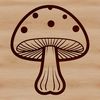 Close-up Fungal Cap Design An SVG design featuring a close-up view of a fungal cap and stem.