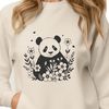 Cute Panda in a Garden Setting A simple line illustration of a giant panda in a natural habitat setting.