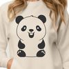 Panda Silhouette in Forest Landscape A detailed illustration of a black and white giant panda in a forest setting.