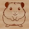 Happy Pet Animal SVG Design A colorful illustration of a happy hamster with large eyes and fluffy fur.