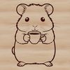 Cute Coffee Loving Hamster A cartoon-style illustration of a hamster with a cup of coffee, suitable for use in vector design projects.