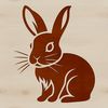Simple SVG Cartoon Rabbit Drawing A simple line drawing of a seated rabbit with endearing facial features.