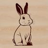 An illustration of a sitting rabbit, suitable for digital cutouts or designs.